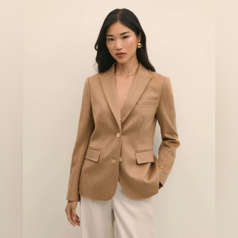 Brooks Brothers camel hair blazer tan 2 button pocket front jacket size 2